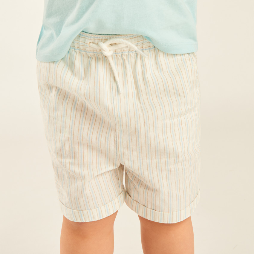 Bermuda en toile à rayures pour bébé garçon 