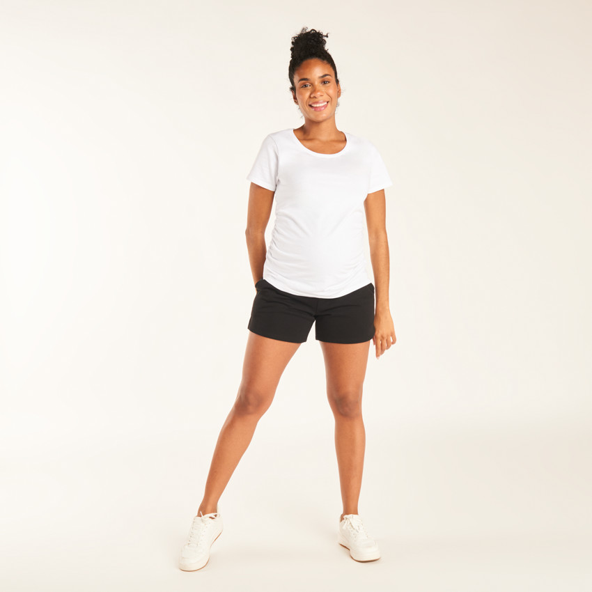Short en molleton de grossesse avec bandeau haut uni 