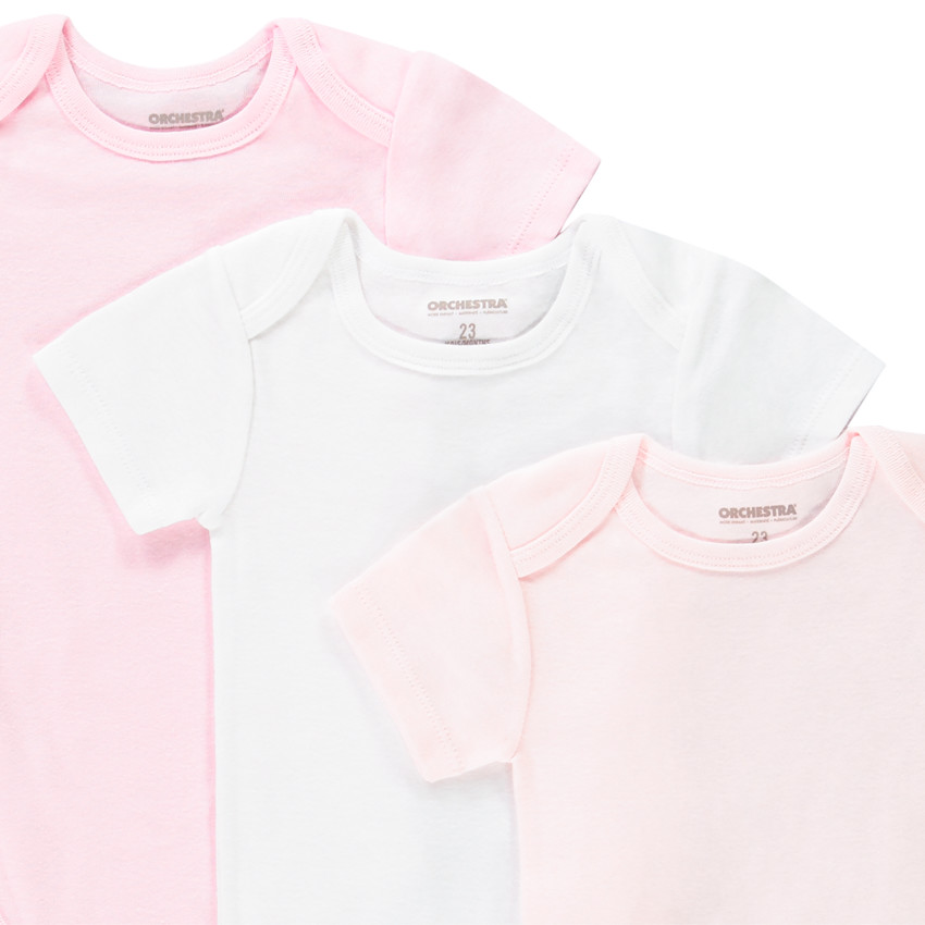 Lot de 5 bodies unis à manches courtes pour bébé fille 