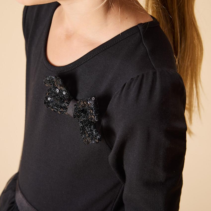 Robe de fête manches longues effet 2 en 1 à sequins pour fille 