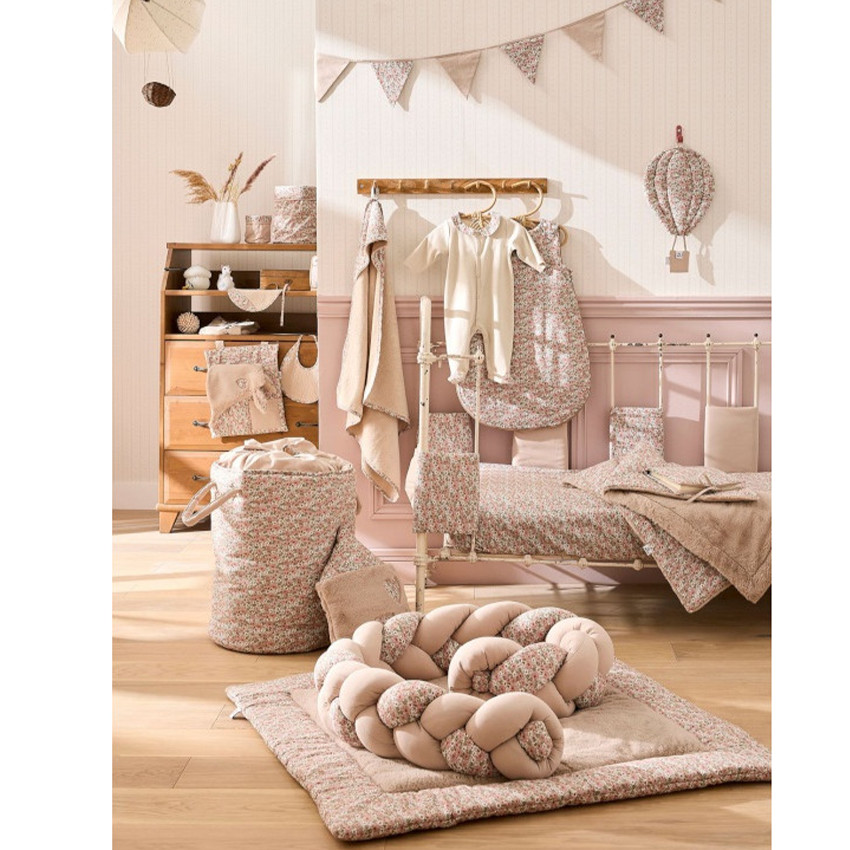 Gigoteuse sans manches coton impr. Afternoon tea - Liberty beige 0/6 mois  