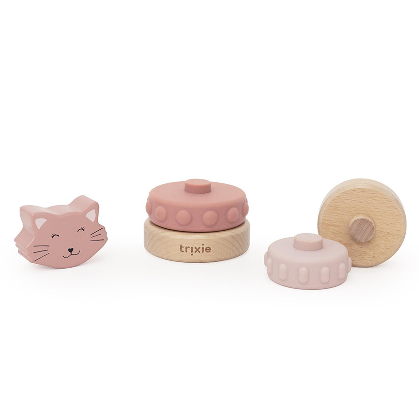 Tour à empiler en bois et silicone Mrs. Cat 
