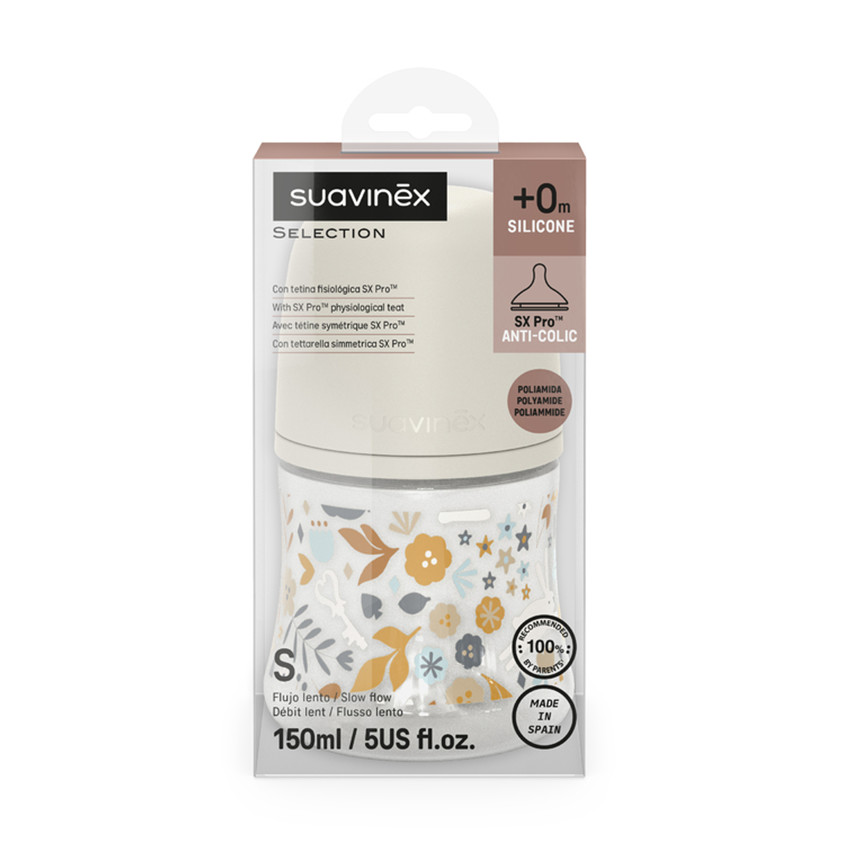 Biberon avec tétine symétrique SX Pro S 150 ml Wonderland Beige 