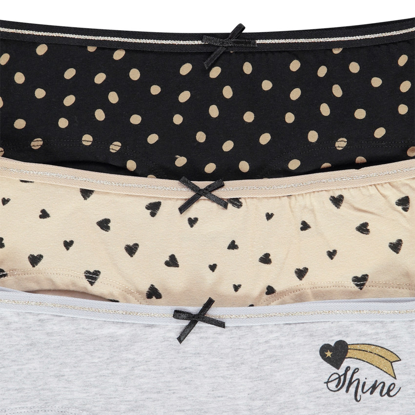 Lot de 3 shorties en coton à imprimés fantaisie pour enfant fille 