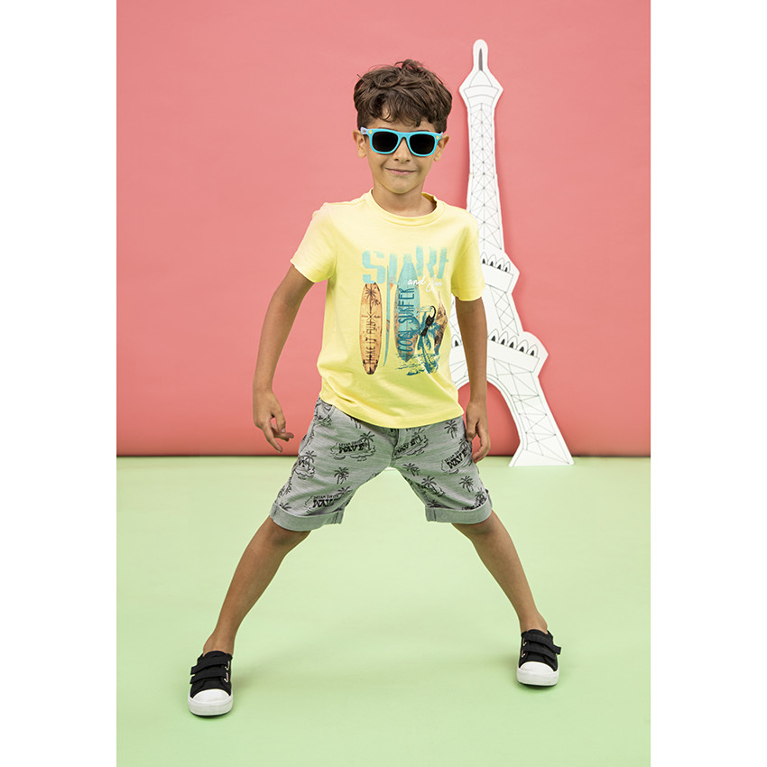 T-shirt manches courtes en coton print planches de surf 