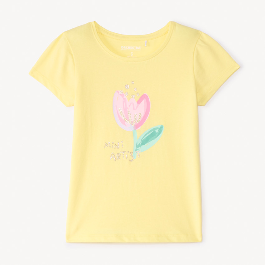 T-shirt manches courtes print fantaisie pailletées pour fille