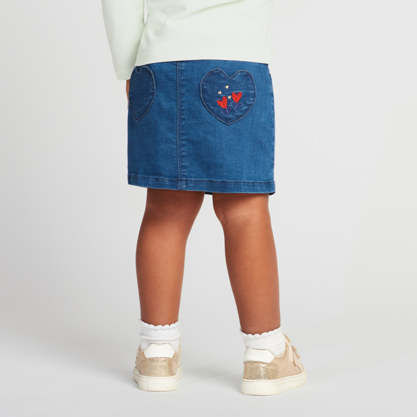 Jupe courte effet denim avec ceinture à nouer pour bébé fille 