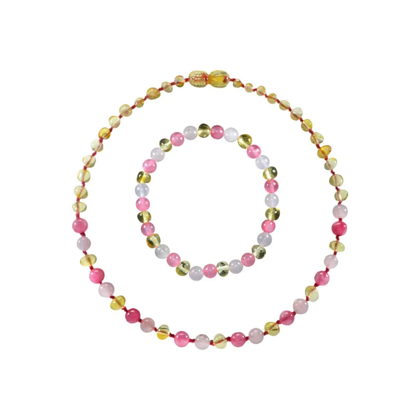 Box bijoux adulte et enfant en pierre lemon et quartz rose 