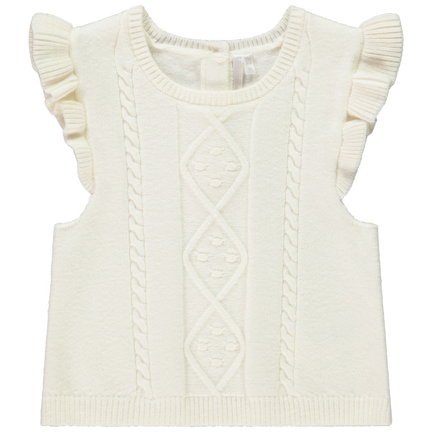 Pull sans manches en tricot torsadé pour bébé fille