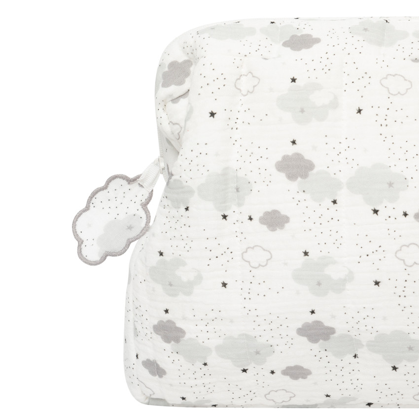 Trousse de toilette en coton imprimé nuages 