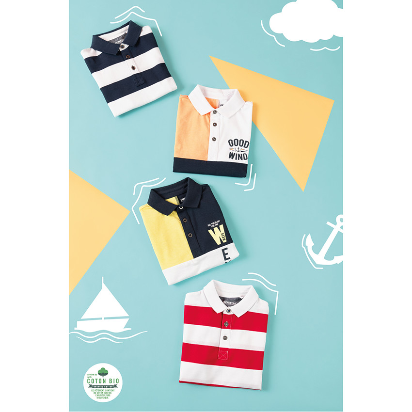 Polo manches courtes rayé en coton pour garçon 