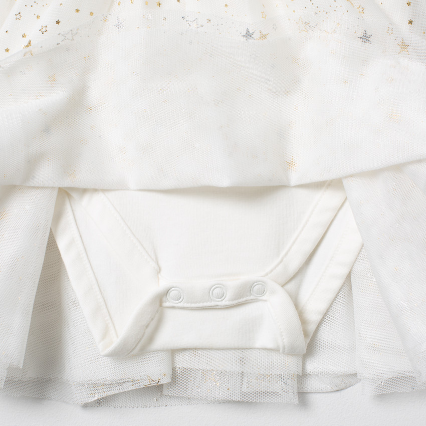 Robe de fêtes manches longues à tulle étoilé 