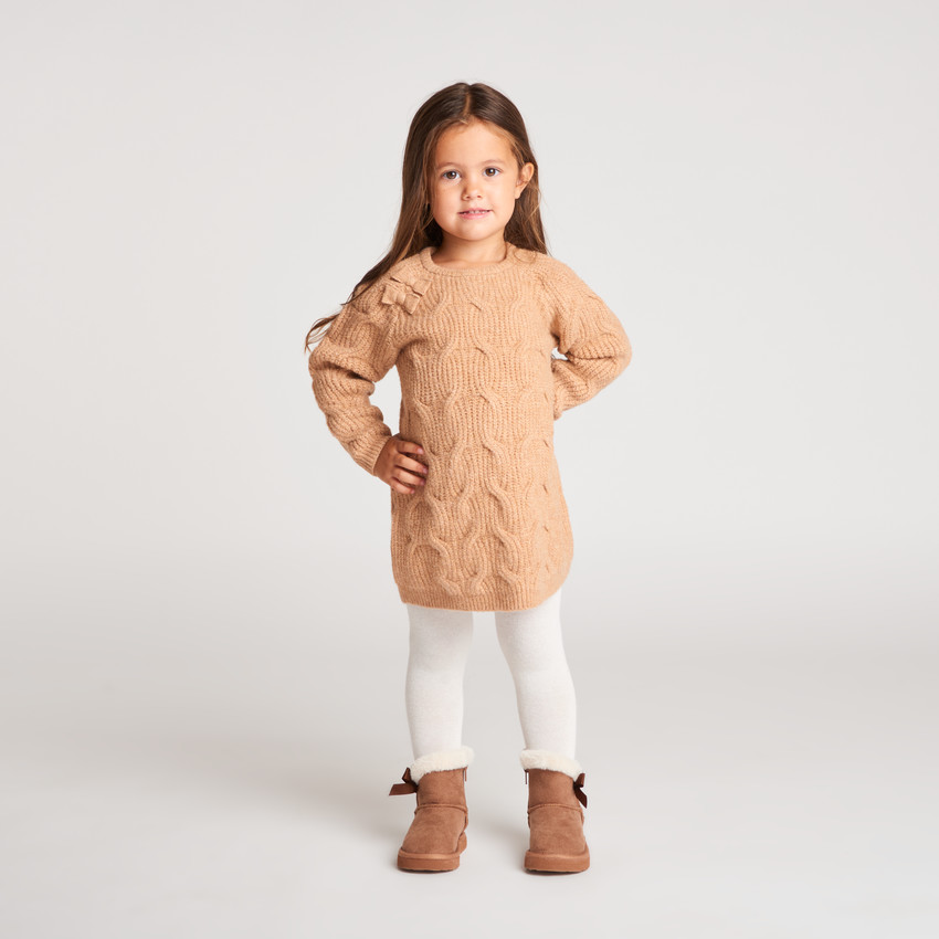 Robe bébé fille en tricot torsadé avec nœuds 
