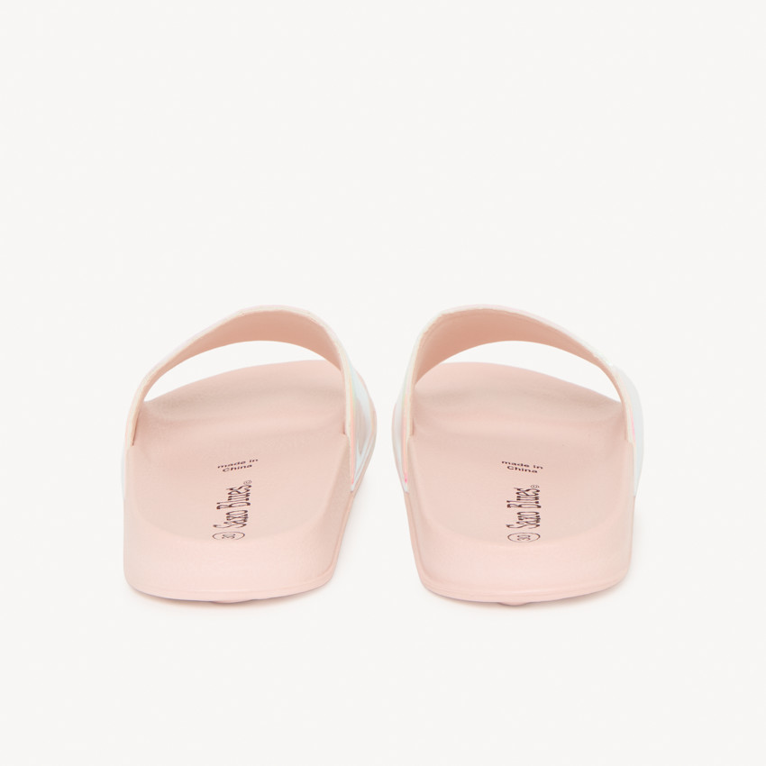 Mules à bride iridescente et print Love pour fille 