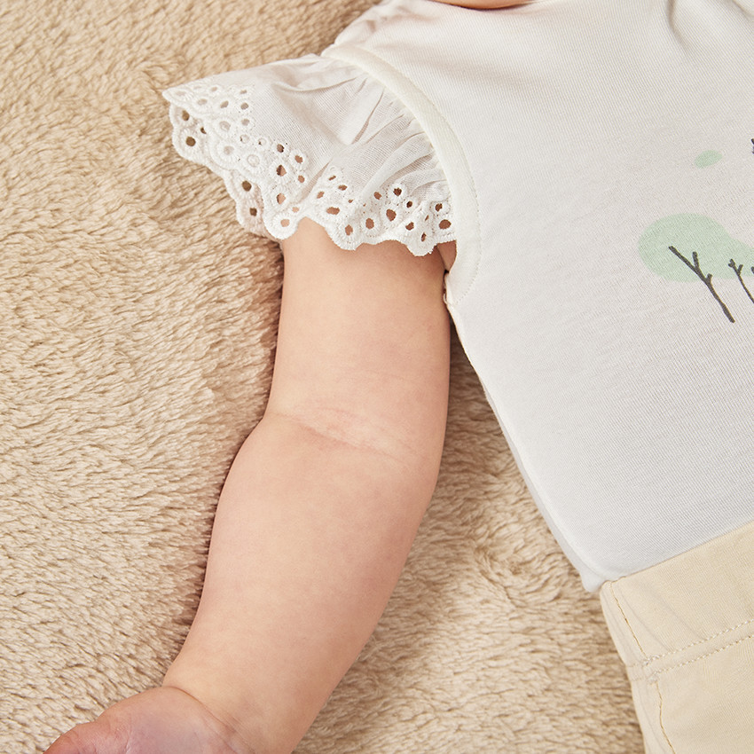 Ensemble 3 pièces avec broderie anglaise Marie Disney pour bébé fille 