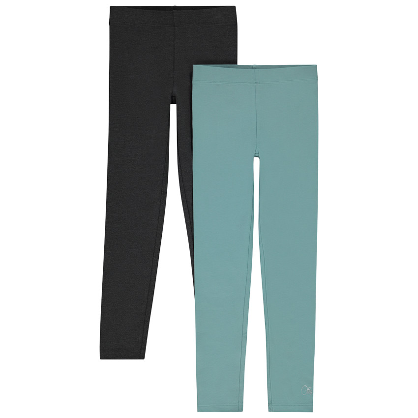 Lot de 2 leggings unis avec foil print pour fille