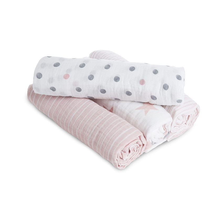 Lot de 5 langes mousseline 100% coton 60 x 60 cm - Doll 