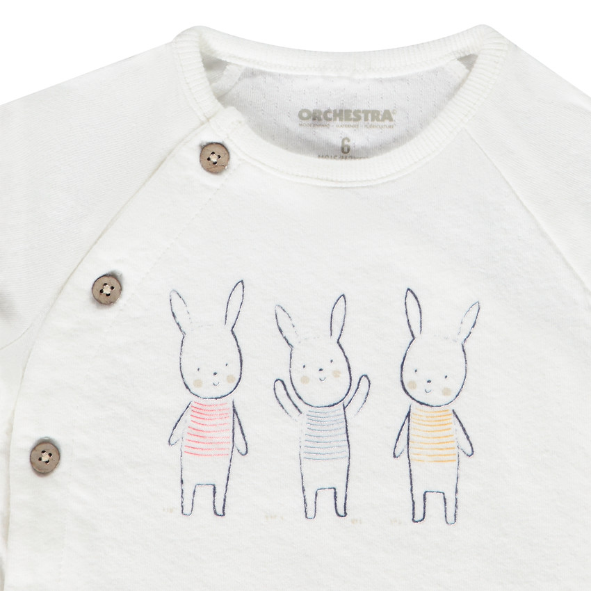 Ensemble 2 pièces à rayures et motifs lapin pour bébé 
