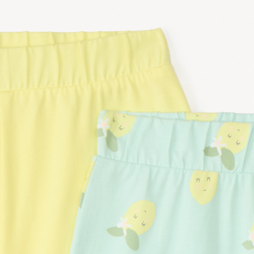 Lot de 2 shorts en jersey uni et imprimé fantaisie pour bébé fille 