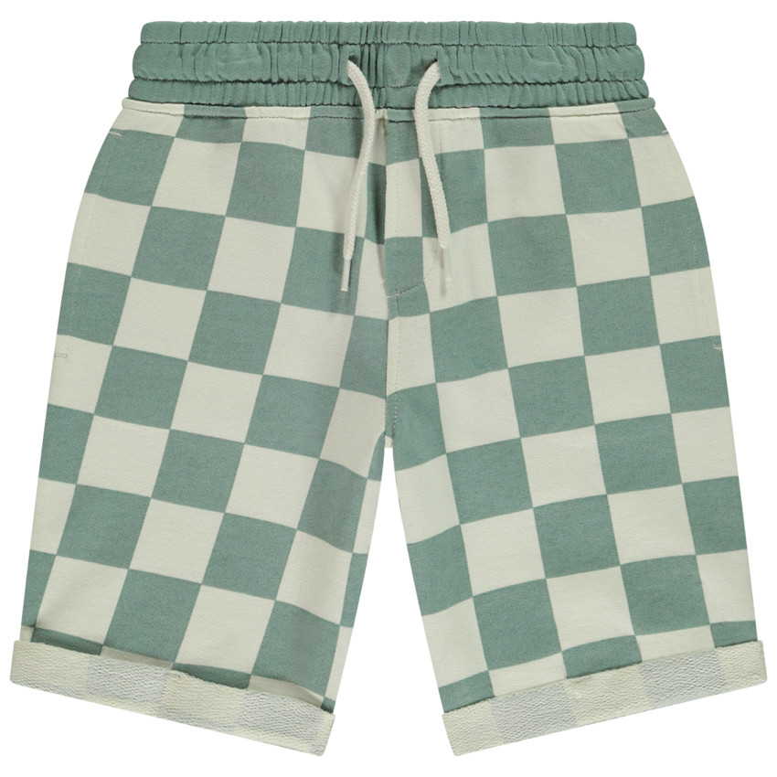 Bermuda molleton imprimé damier pour garçon