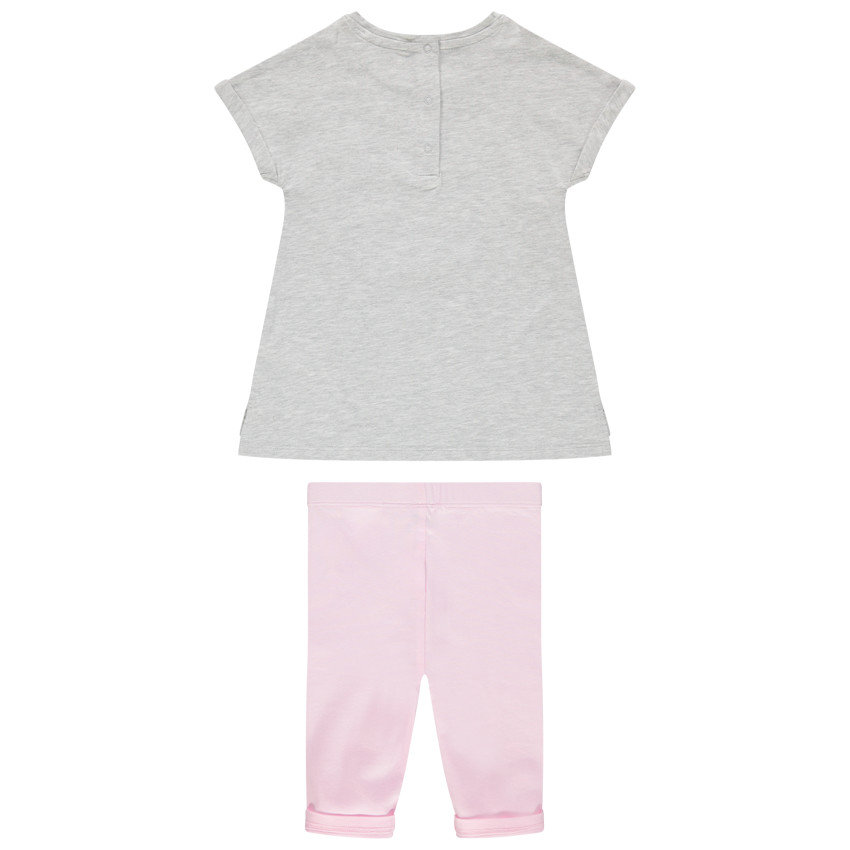 Ensemble tunique à rayures print Smiley Baby et legging rose 