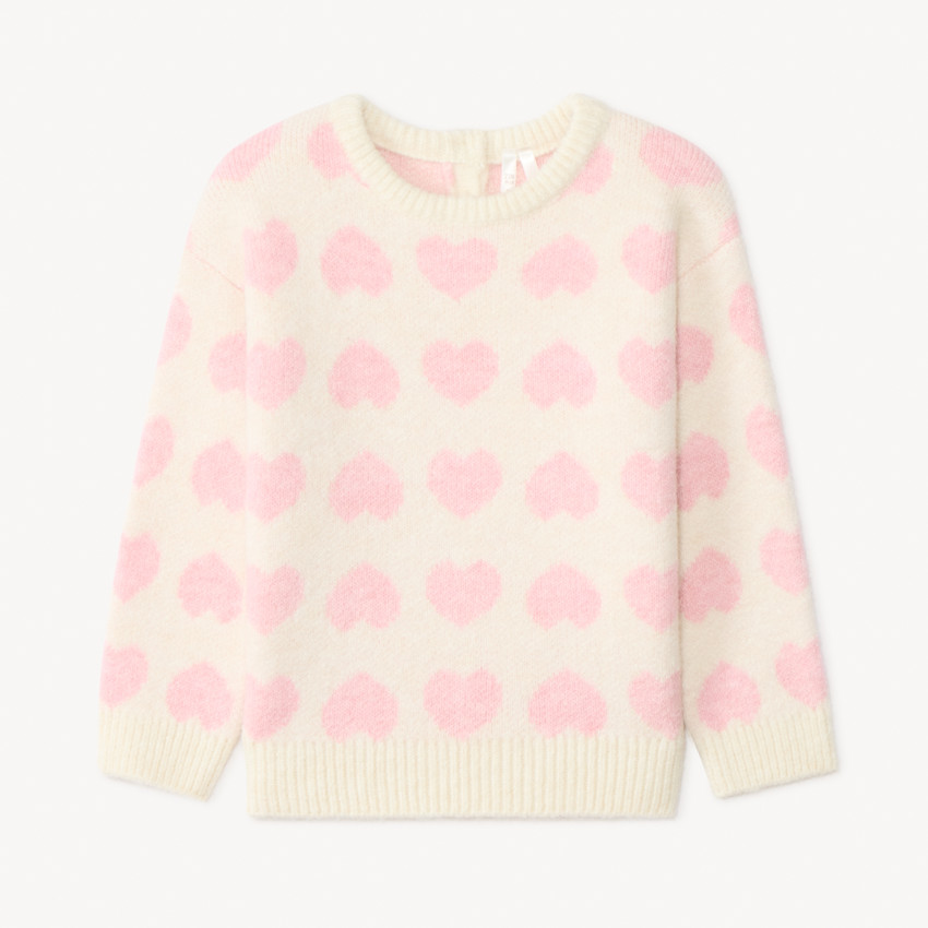 Pull à manches longues imprimé cœurs pour bébé fille  