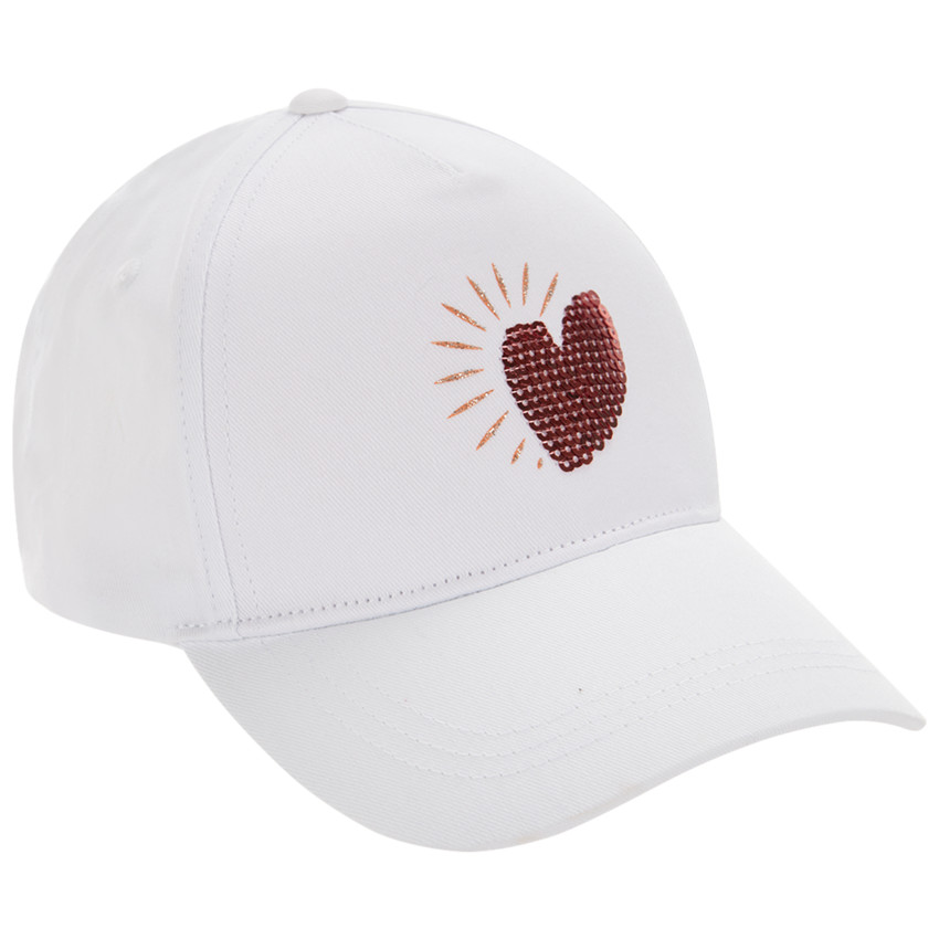 Casquette avec cœur en sequins et nœud pour fille 