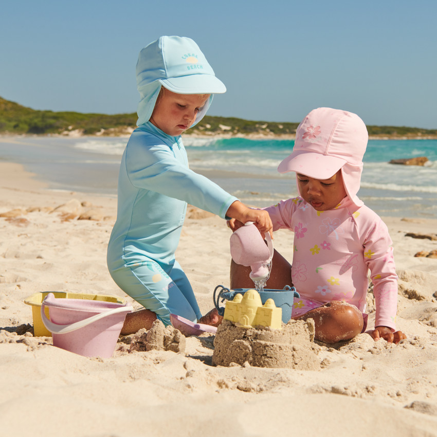 Maillot 1 pièce manches longues anti-UV imprimé fleurs pour bébé fille 