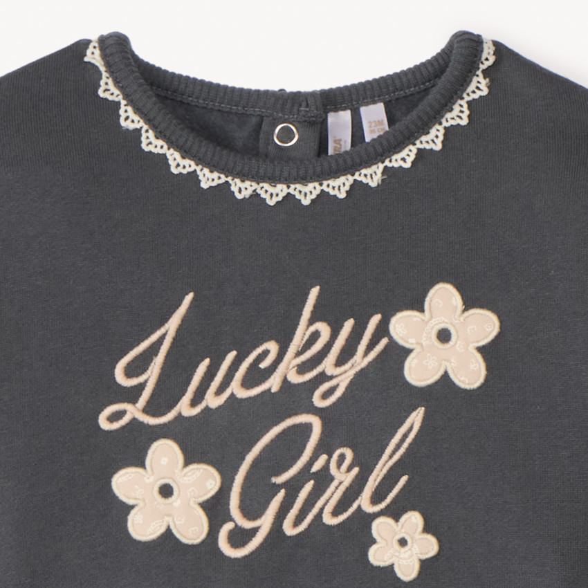 Sweat 2-en-1 en molleton brodé pour bébé fille 