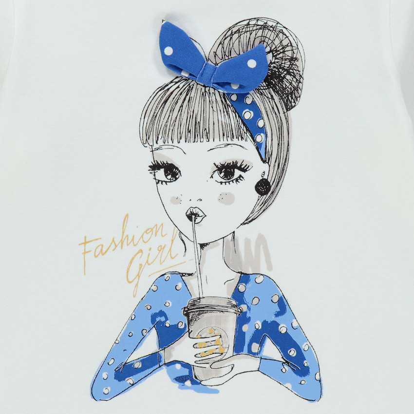 T-shirt manches longues à personnage printé et bandeau en relief 