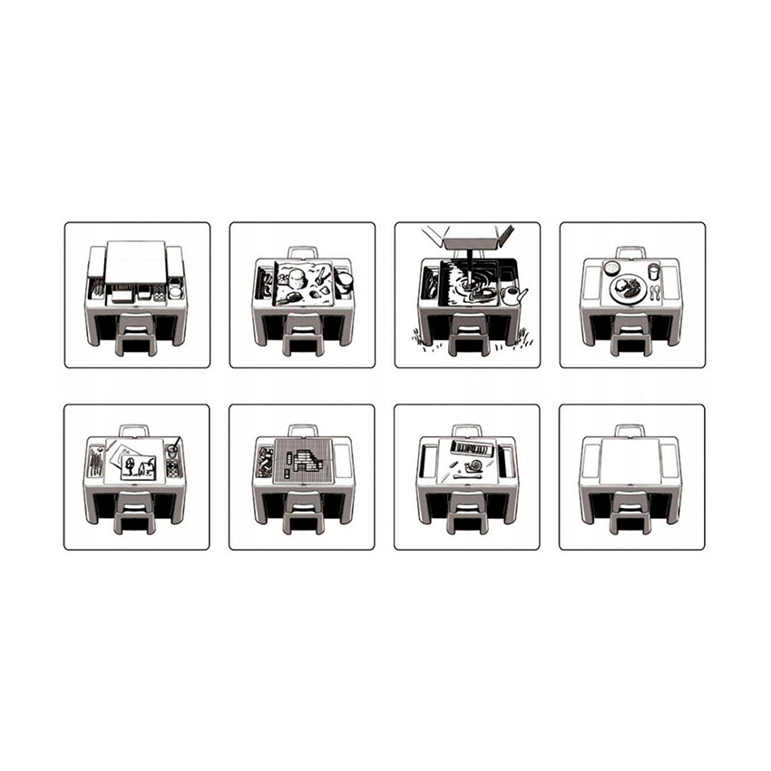 Table d'activités multifonction Multiplay + 2 chaises gris 