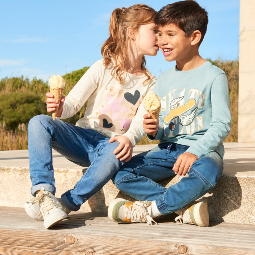T-shirt manches longues printé à paillettes pour fille 
