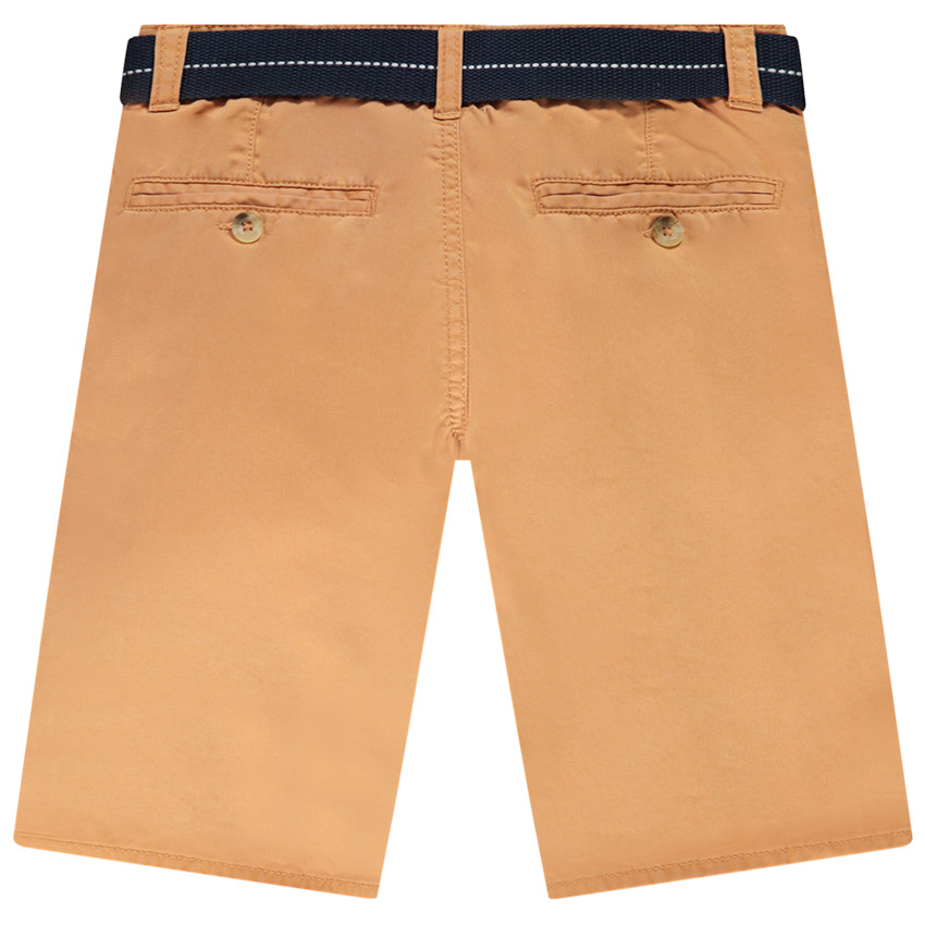 Bermuda uni en twill avec ceinture pour garçon 