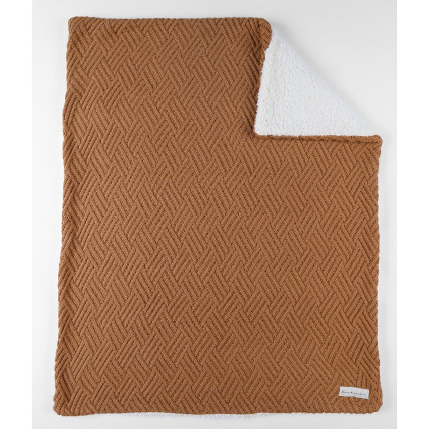 Couverture tricot 75x100cm Coton Bio/Sherpa Caramel 