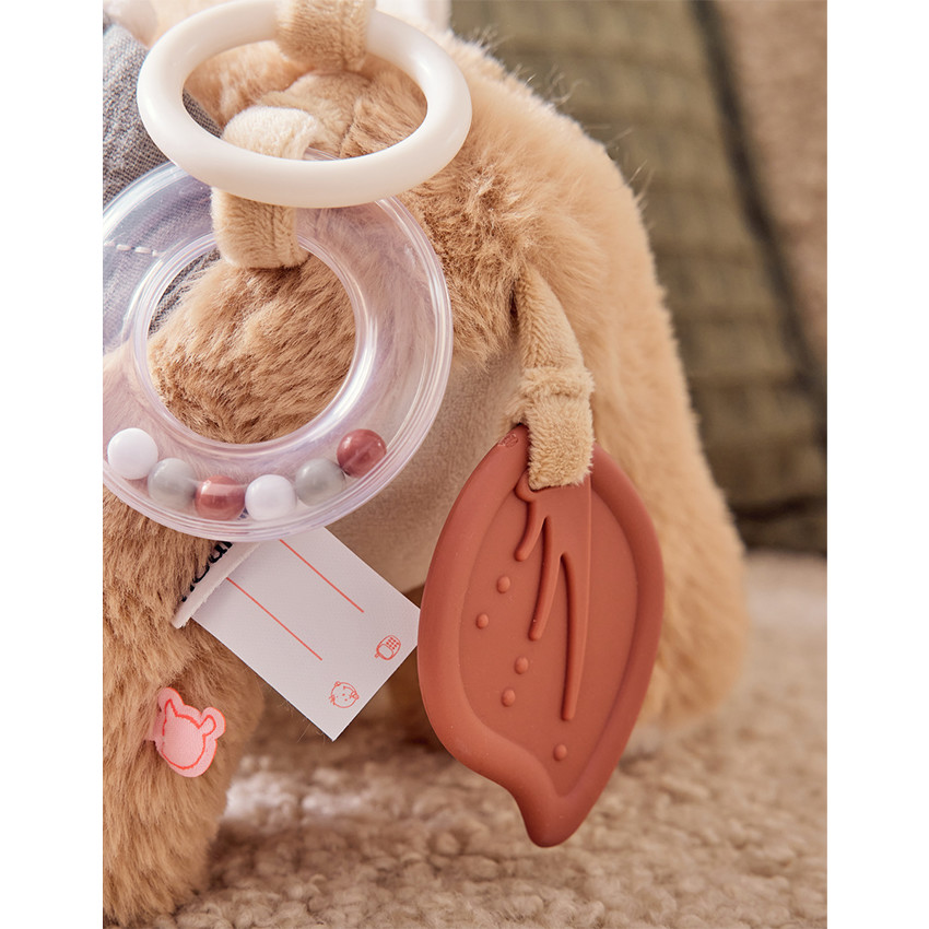 Peluche d'activité et d'éveil Vache Fluffy Beige 