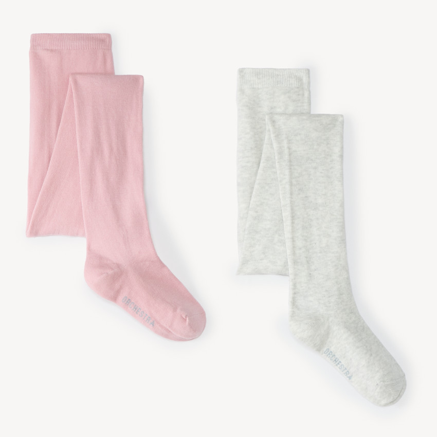 Lot de 2 collants épais fille unis