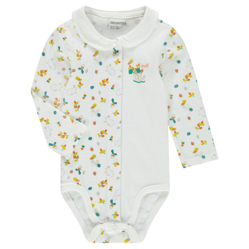 Body manches longues avec col Claudine et imprimé fantaisie 