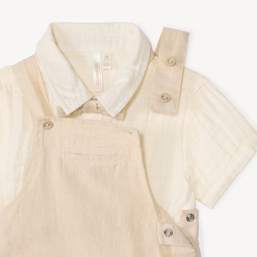 Ensemble 2 pièces chemise + salopette pour bébé garçon 