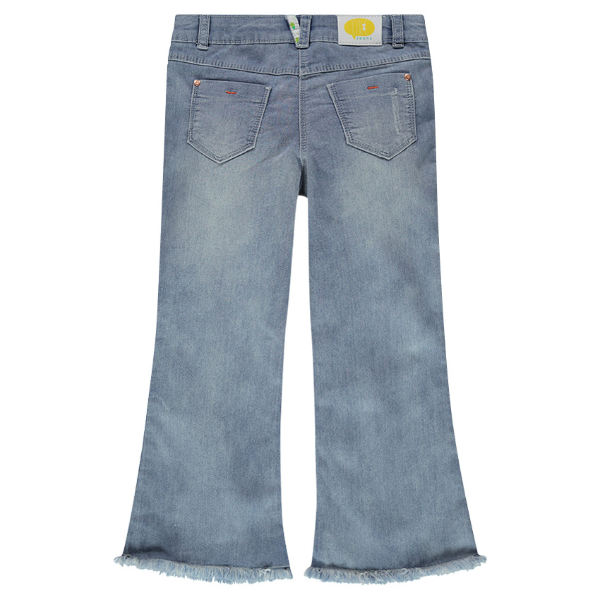 Jeans bootcut avec franges et patch ananas 