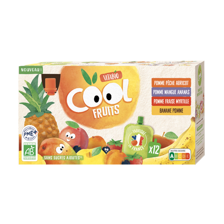 Gourdes multi-parfums 4 recettes Cool Fruits 8 x 90g 