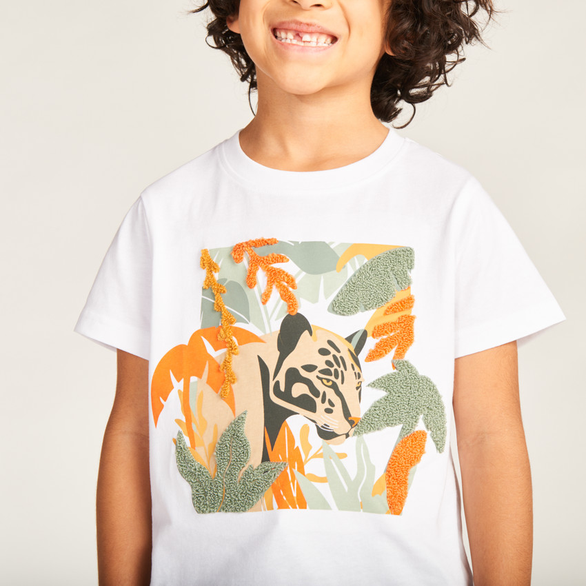 T-shirt manches courtes print fantaisie avec patch bouclettes pour garçon 