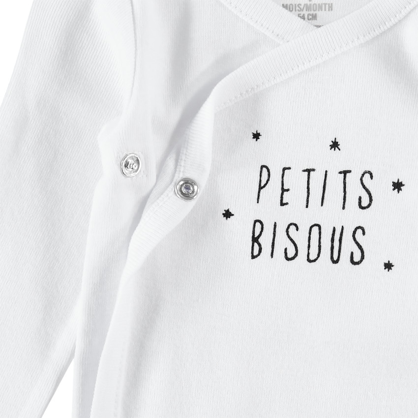 Lot de 3 bodies manches longues unis à message printé pour bébé fille 