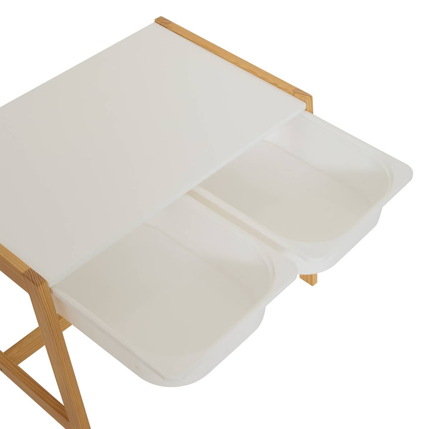 Bureau enfant Bako avec 2 tiroirs et 2 chaise - Blanc/Bois naturel 