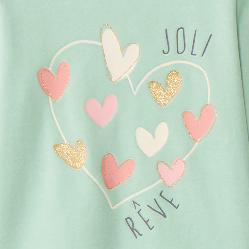 Set pyjama 2 pièces en velours cœurs fantaisies pour fille  
