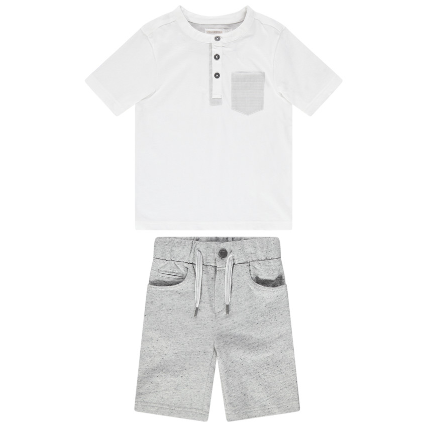 Ensemble t-shirt à poche rayée et bermuda en molleton neps 