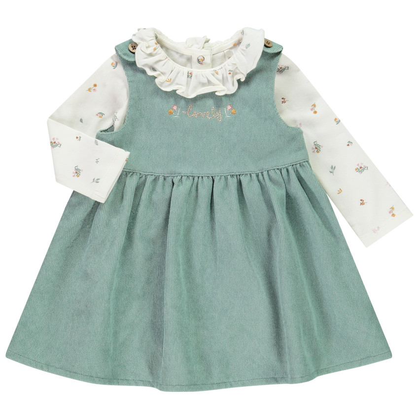 Ensemble 2 pièces body + robe velours pour bébé fille 