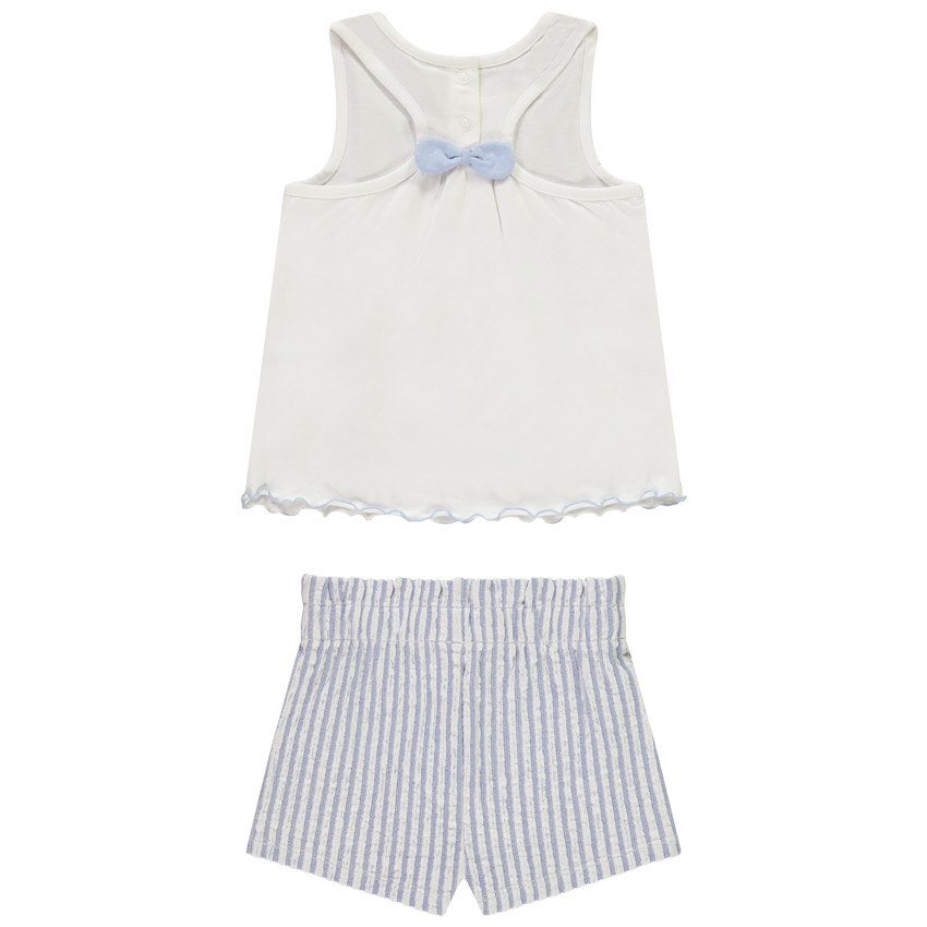 Ensemble court 2 pièces à short rayé pour bébé fille 