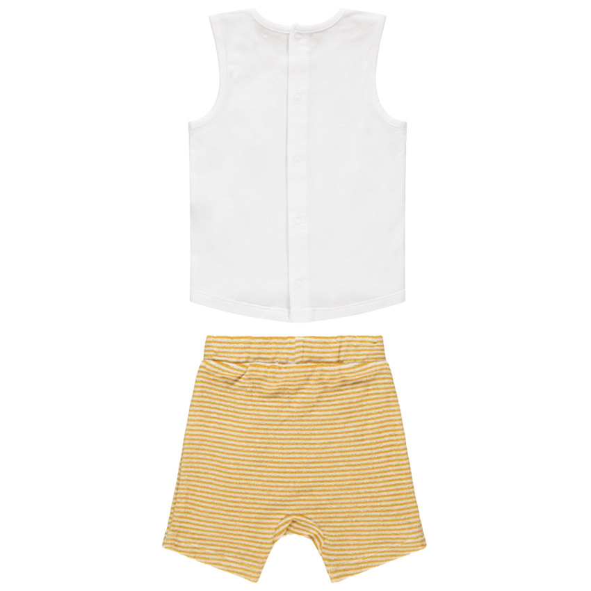 Ensemble avec débardeur motif jungle et bermuda en éponge rayé 