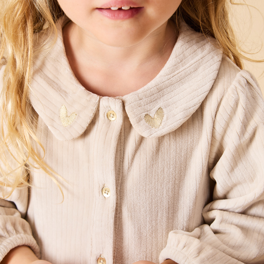 Robe manches longues volantée en velours côtelé pour bébé fille 
