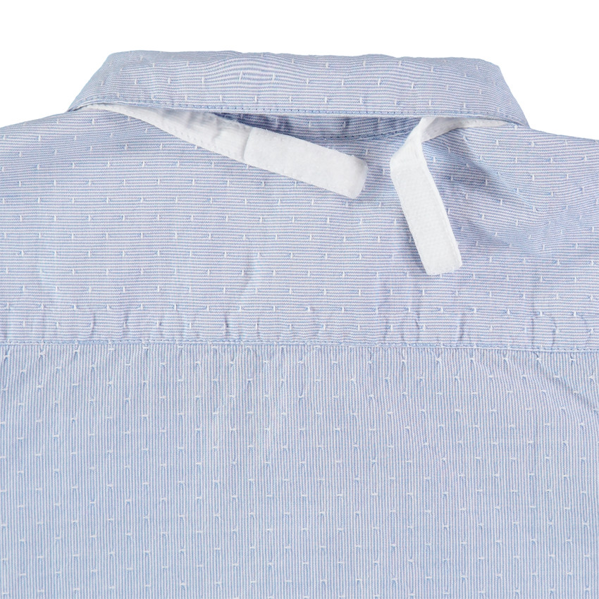 Chemise manches courtes à micro points en jacquard et noeud papillon amovible 